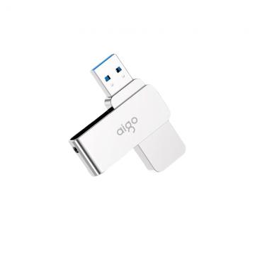 爱国者（aigo）U330 128GB USB3.2高速U盘 金属旋转系列 银色